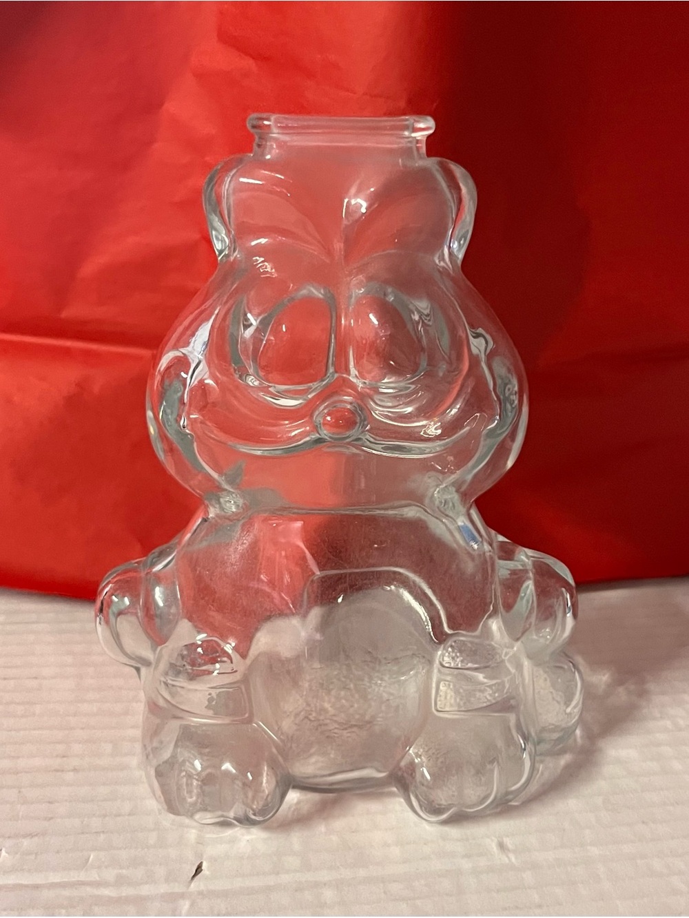 Vintage 1970s Anchor Hocking GARFIELD Glass Collectible Penny Coin Bank